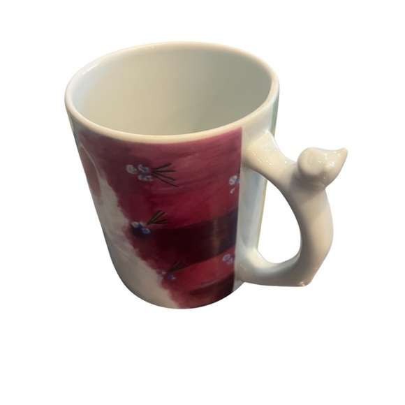 Cat Mug Pink Blue Floral Kitty Handle 1985 Minou-ettes Coeur Vintage Portugal - Picture 2 of 7